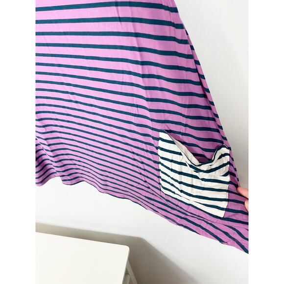 Matilda Jane Womens No Limitations Tunic Shirt Purple Navy Stripe Pockets Large - Picture 3 of 5